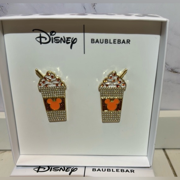 Disney X Baublebar Mickey Mouse Cappuccino Latte Cup Shaped Fall Earrings - Picture 2 of 6
